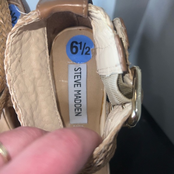 Steve Madden Basket Weave Wedges • Sz 6.5 • Wraps Around Ankle • Beige/Tan • EUC - Picture 13 of 17
